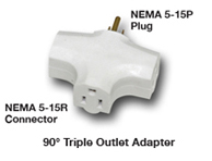 90 Degree Tri Tap Adapter, White - Gardens National Hydroponics